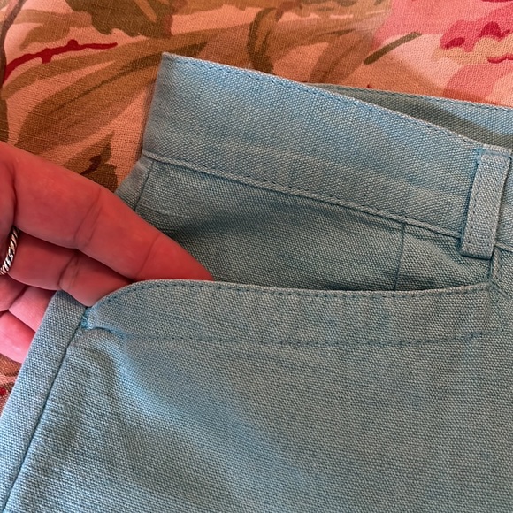 Vtg TALBOTS size 12 Caribbean Blue Irish Linen High Rise Flat Front Ankle NEW - Picture 7 of 14